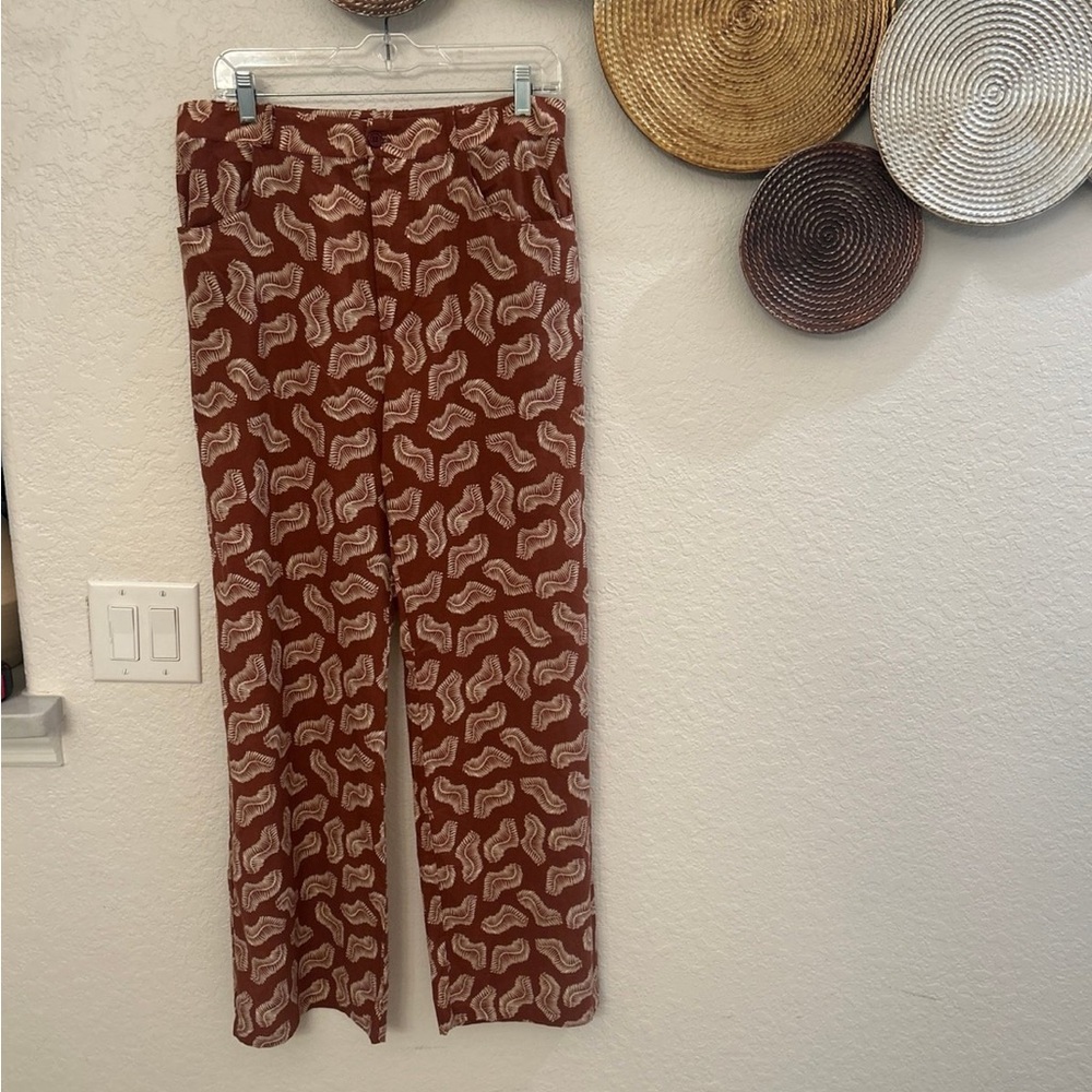 ZARA Women‎  The Jasmine Pant Hi-Rise Wide-Leg Lightweight Brown Pants LARGE NWT